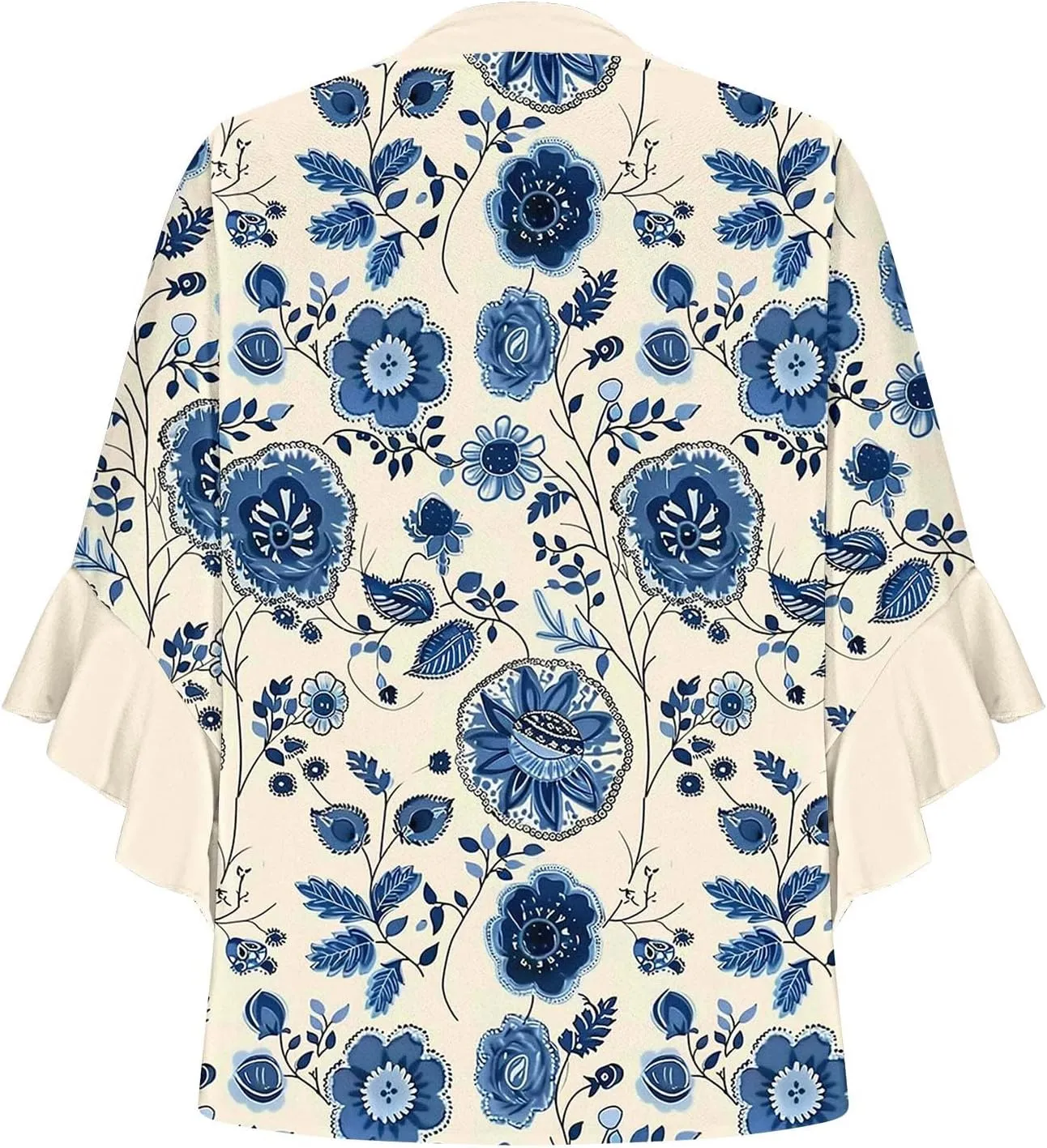 3/4 Length Sleeve Womens Tops Casual V Neck Button Down Shirts Floral Print Flowy Boho Tops 2025 Summer Blouses