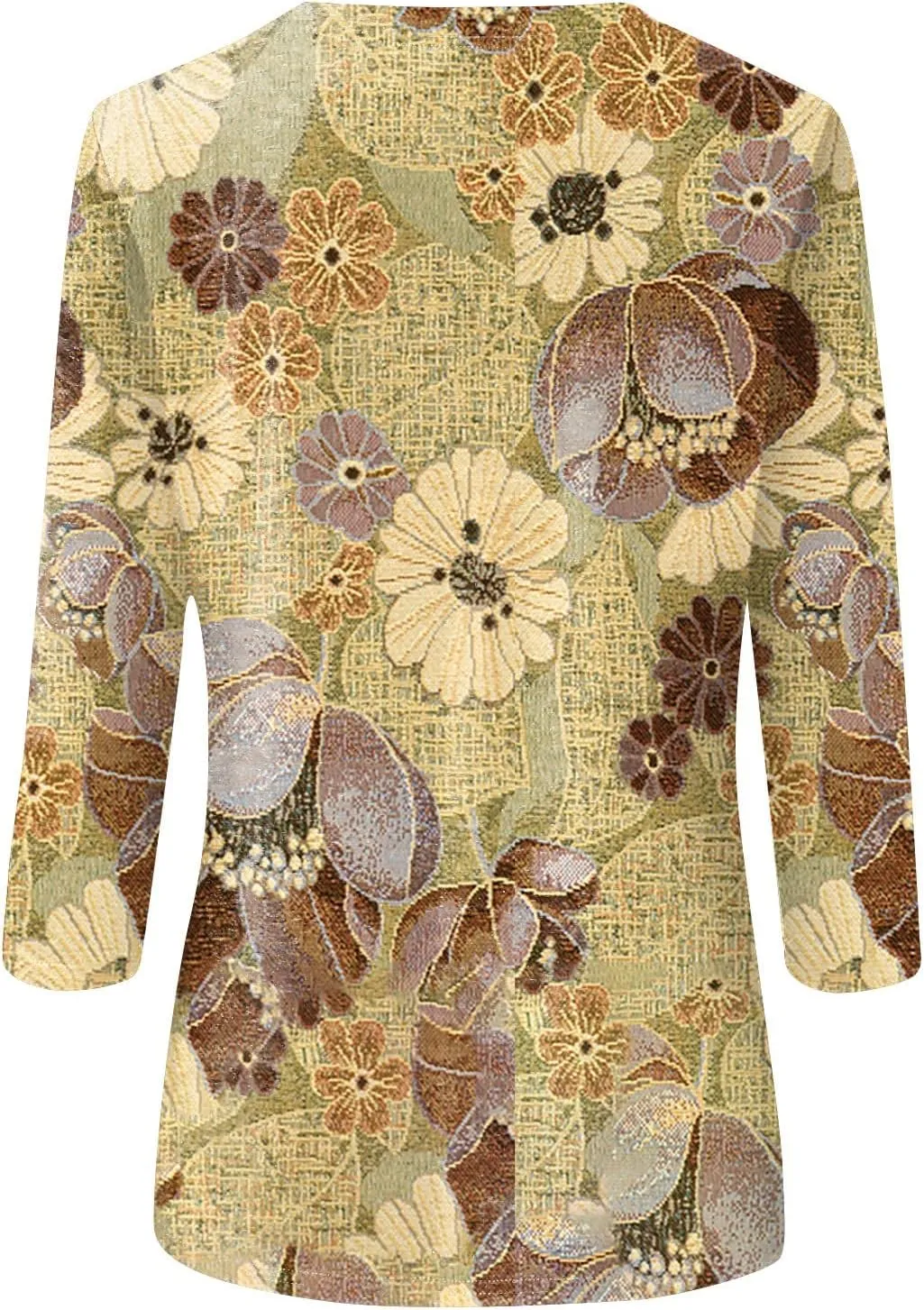 3/4 Sleeve Tops for Women Work Tops Summer Elbow Sleeve Shirt Casual Shirt Button Down Crewneck Tops Trendy