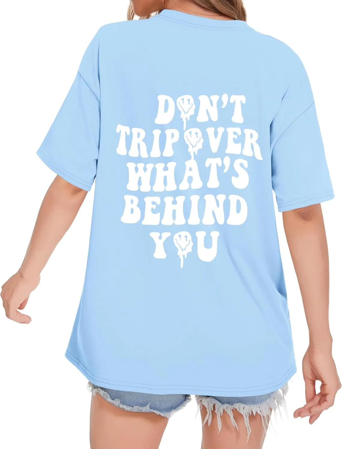 ADOREJOY Oversized Tshirts for Women Crewneck Summer Short Sleeve Loose Graphic Basic Tees