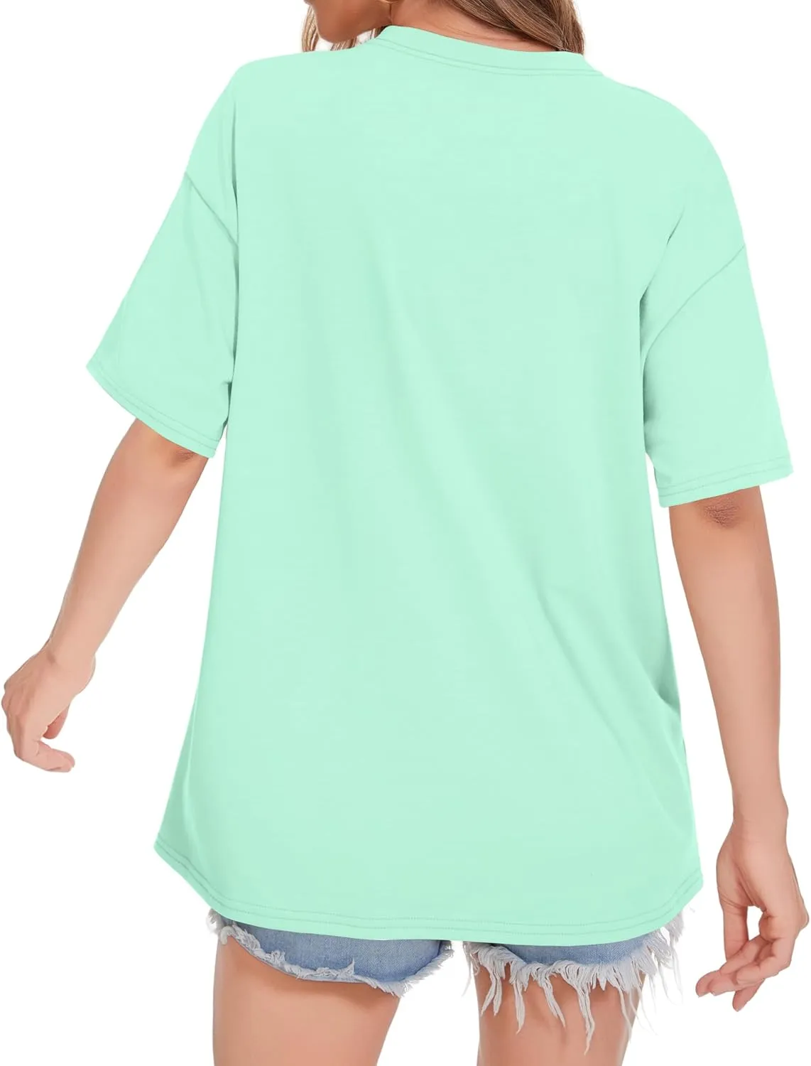 ADOREJOY Oversized Tshirts for Women Crewneck Summer Short Sleeve Loose Graphic Basic Tees