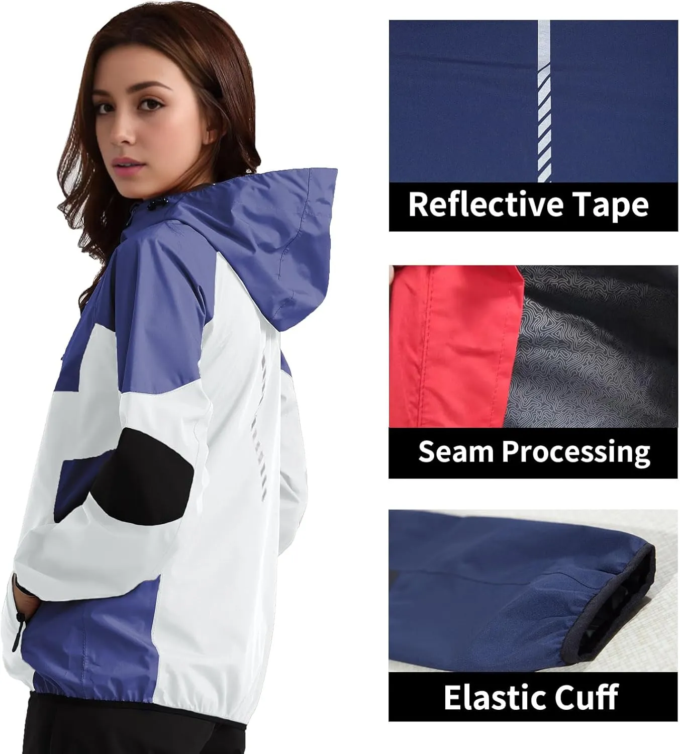 Arasiyama Women's Waterproof Rain Jackets with Hood Raincoat Lightweight Outdoor Jacket Cycling Golf Softshell Windbreaker