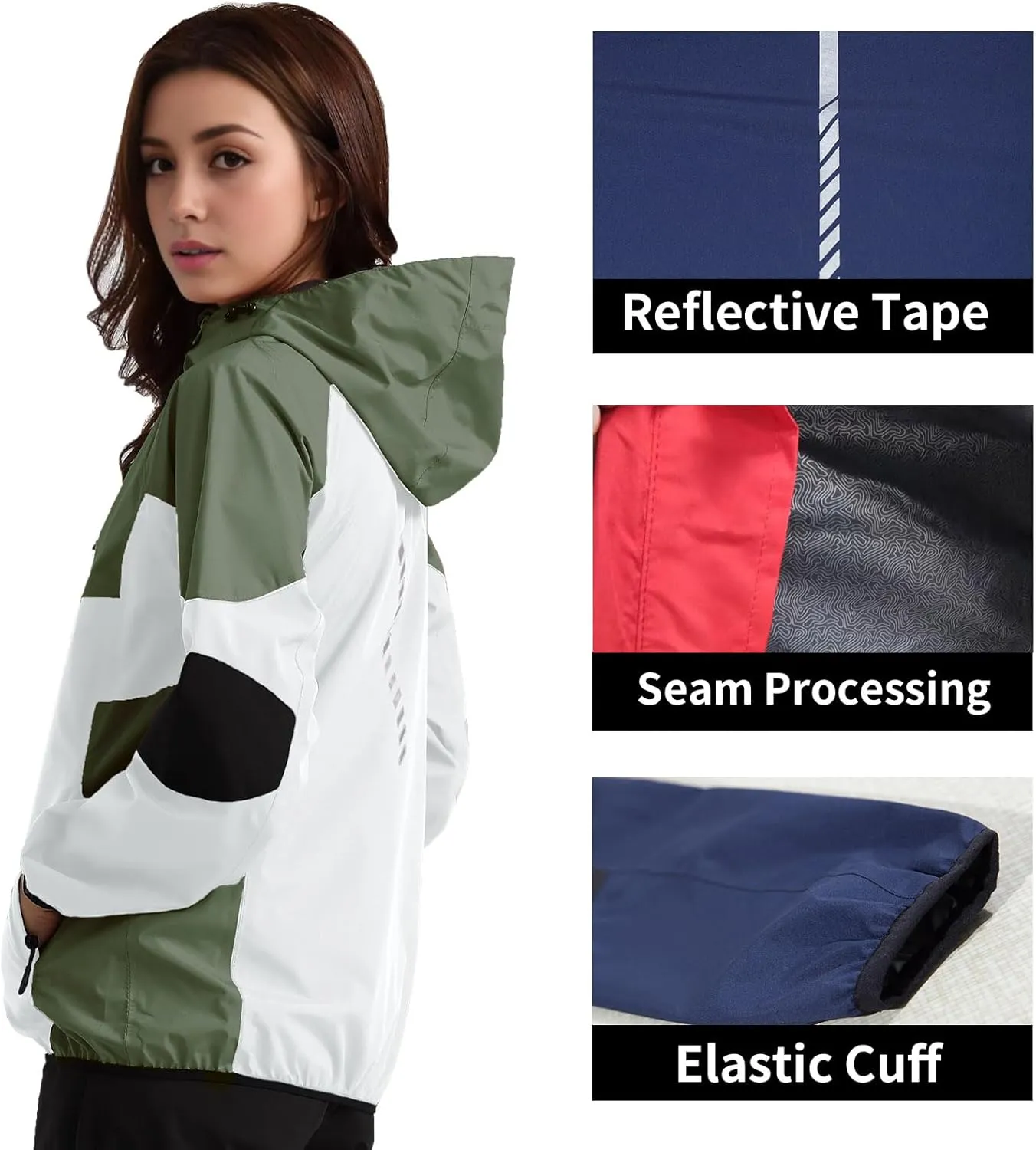 Arasiyama Women's Waterproof Rain Jackets with Hood Raincoat Lightweight Outdoor Jacket Cycling Golf Softshell Windbreaker