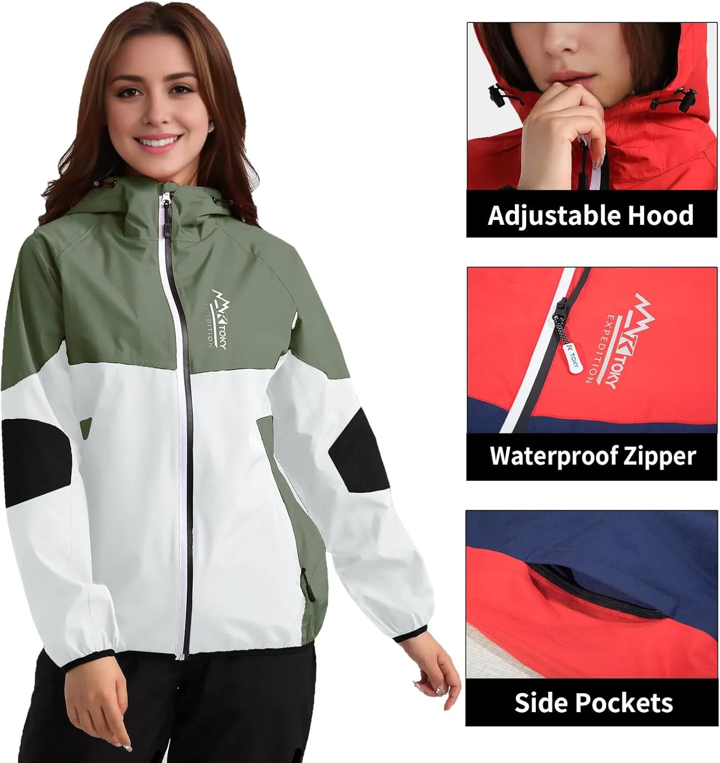 Arasiyama Women's Waterproof Rain Jackets with Hood Raincoat Lightweight Outdoor Jacket Cycling Golf Softshell Windbreaker