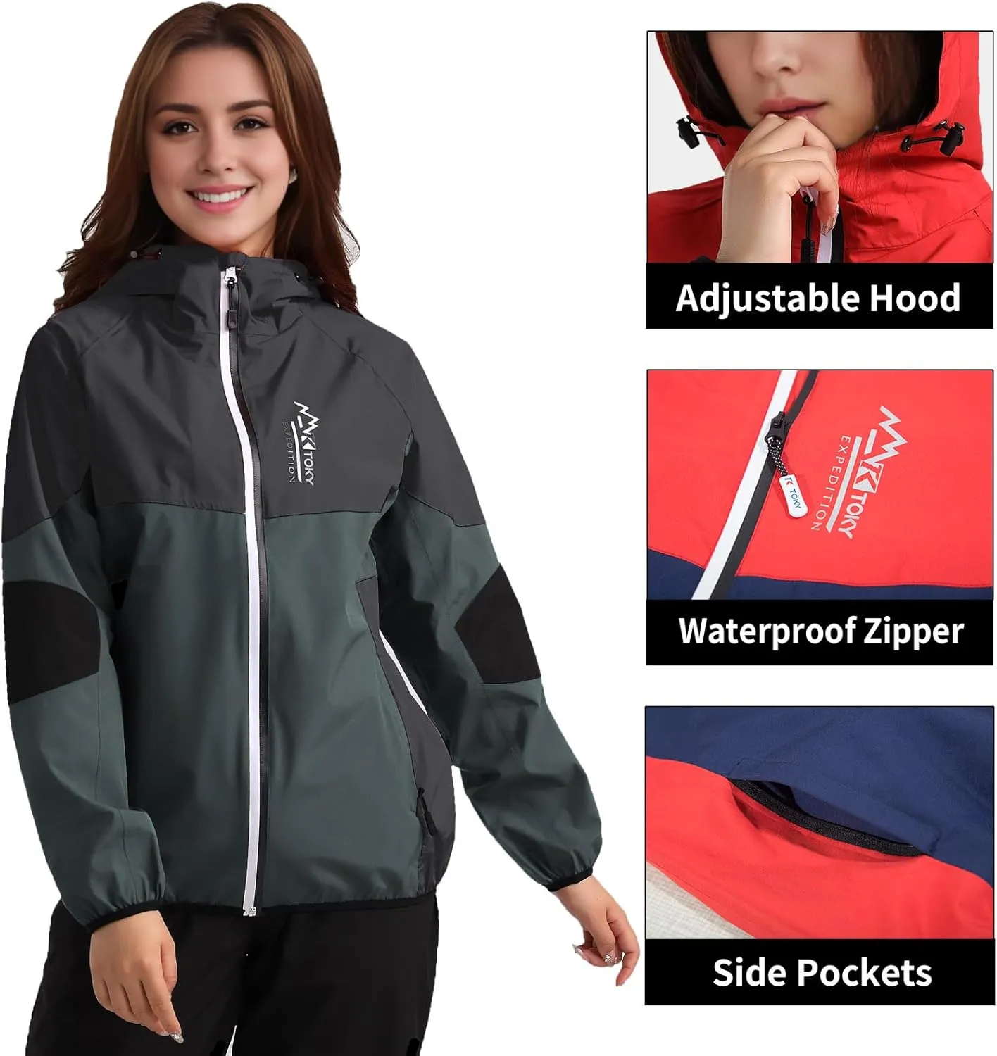 Arasiyama Women's Waterproof Rain Jackets with Hood Raincoat Lightweight Outdoor Jacket Cycling Golf Softshell Windbreaker