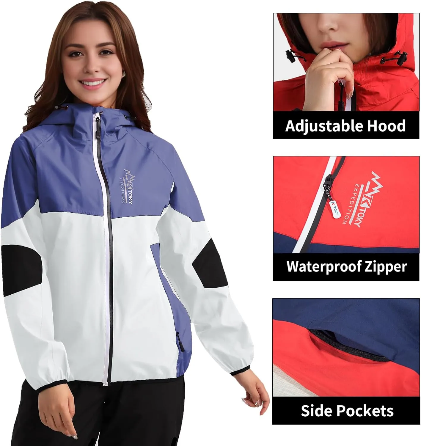 Arasiyama Women's Waterproof Rain Jackets with Hood Raincoat Lightweight Outdoor Jacket Cycling Golf Softshell Windbreaker
