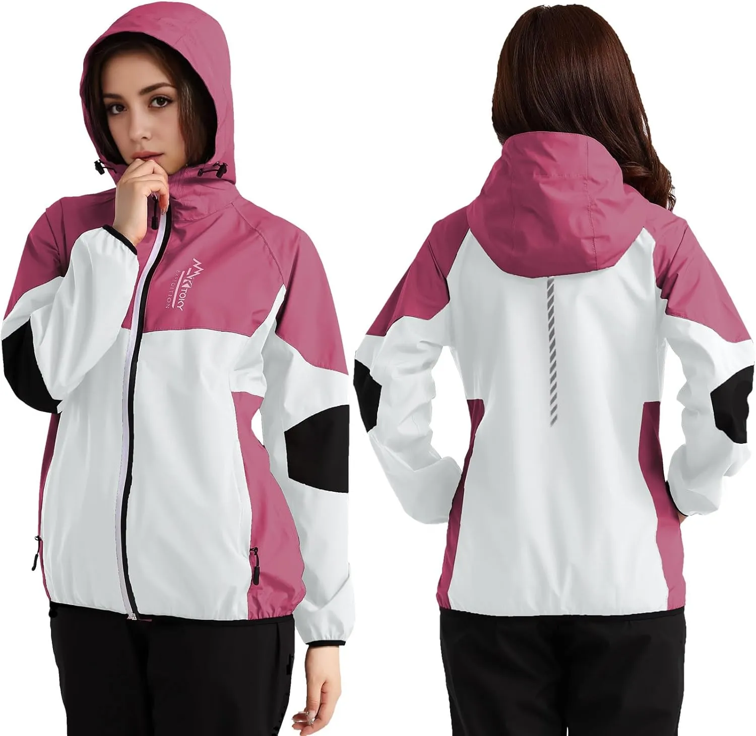 Arasiyama Women's Waterproof Rain Jackets with Hood Raincoat Lightweight Outdoor Jacket Cycling Golf Softshell Windbreaker