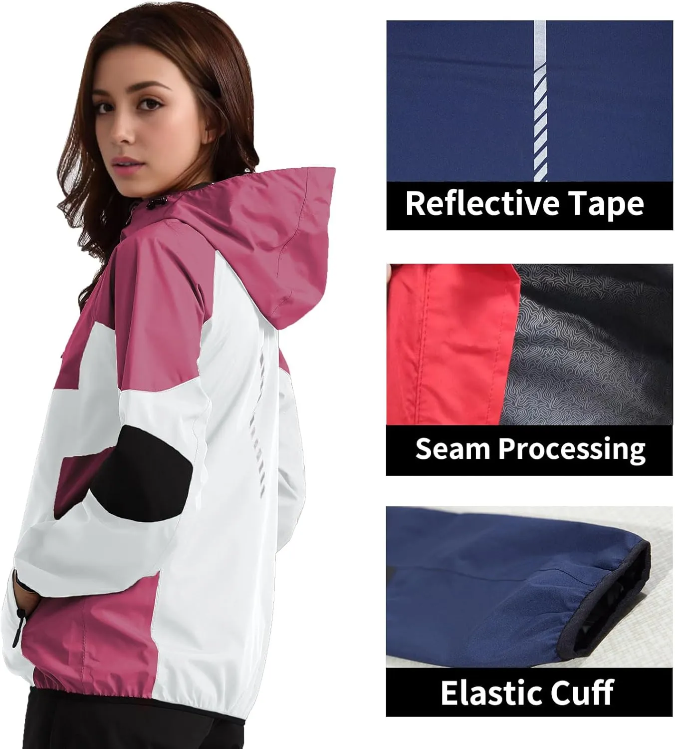 Arasiyama Women's Waterproof Rain Jackets with Hood Raincoat Lightweight Outdoor Jacket Cycling Golf Softshell Windbreaker