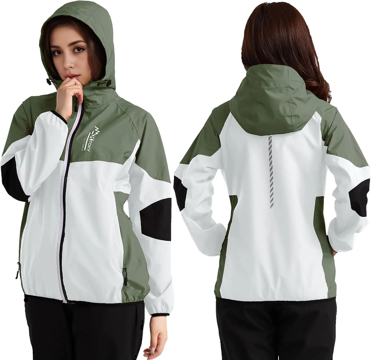 Arasiyama Women's Waterproof Rain Jackets with Hood Raincoat Lightweight Outdoor Jacket Cycling Golf Softshell Windbreaker