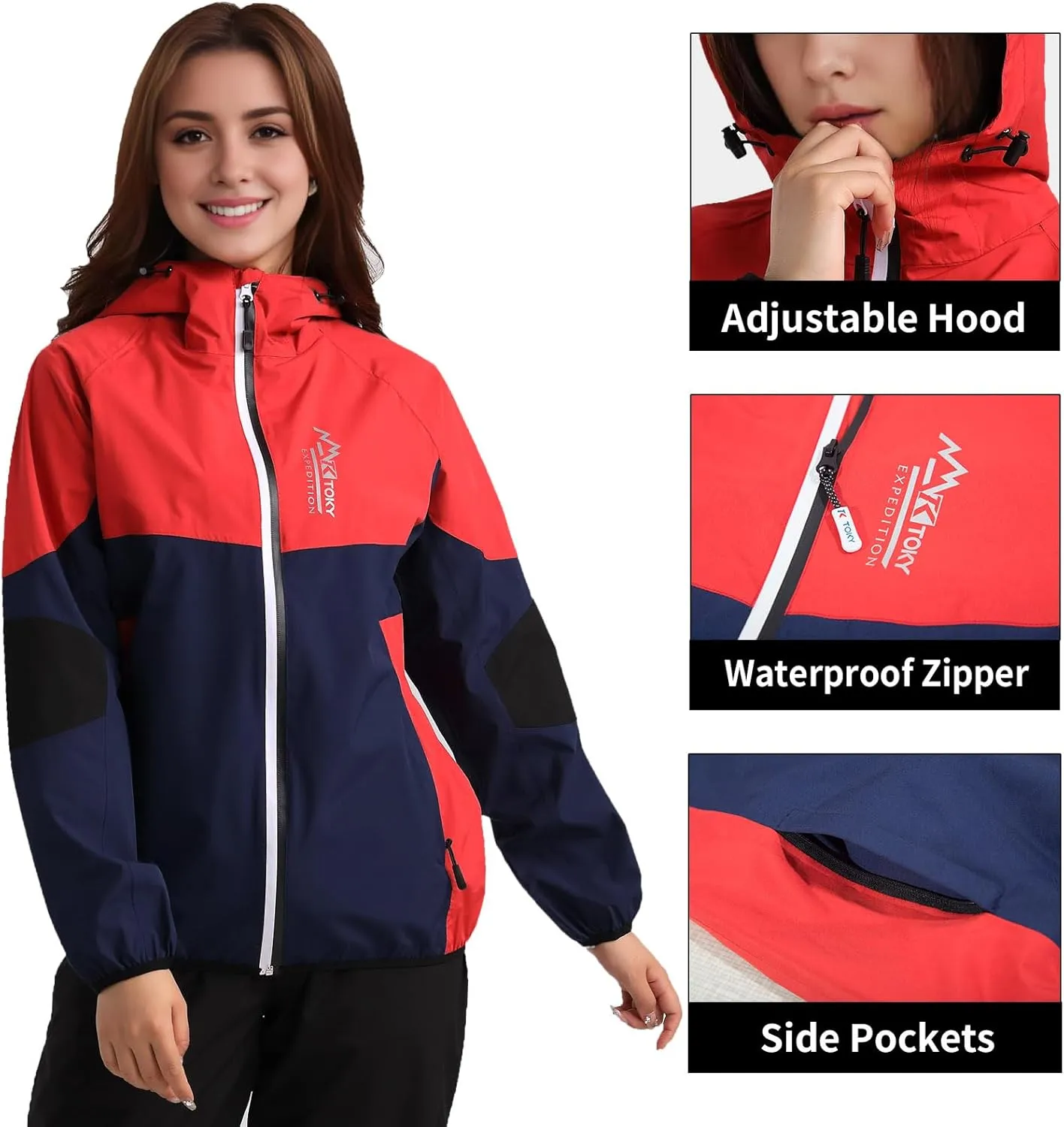 Arasiyama Women's Waterproof Rain Jackets with Hood Raincoat Lightweight Outdoor Jacket Cycling Golf Softshell Windbreaker