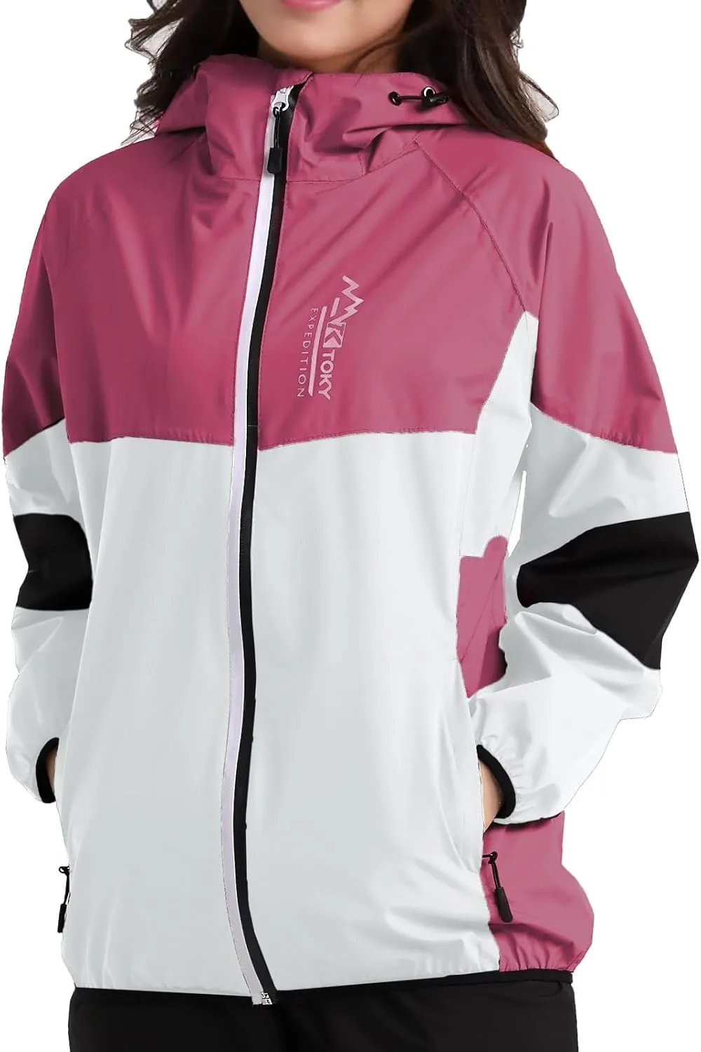 Arasiyama Women's Waterproof Rain Jackets with Hood Raincoat Lightweight Outdoor Jacket Cycling Golf Softshell Windbreaker