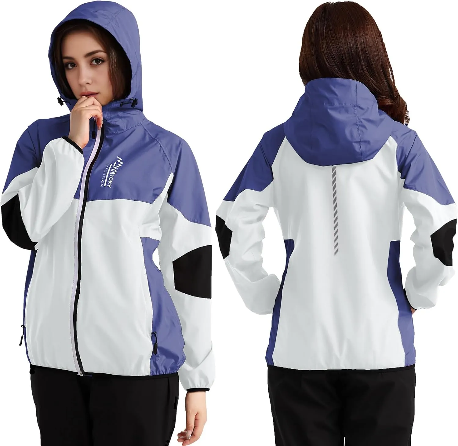 Arasiyama Women's Waterproof Rain Jackets with Hood Raincoat Lightweight Outdoor Jacket Cycling Golf Softshell Windbreaker