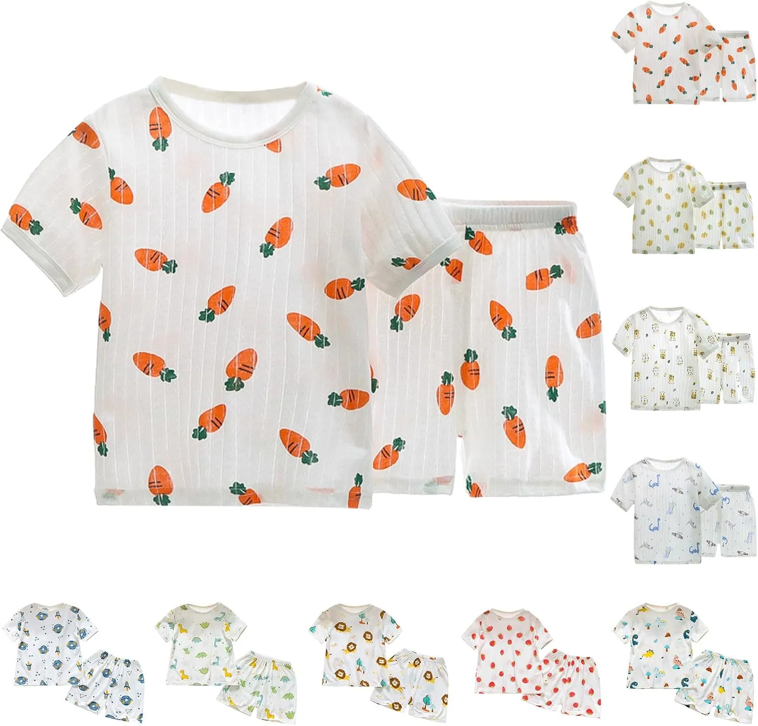 Baby Boys Girls Cotton 𝐏ajamas Short Sleeve 𝐏a𝐣ama Sets for Toddler 𝐒leepwear Cute 𝐏𝐣s Tops Shorts 𝐋ounge𝐰ear