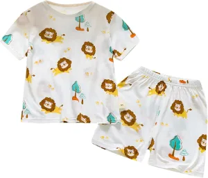Baby Boys Girls Cotton 𝐏ajamas Short Sleeve 𝐏a𝐣ama Sets for Toddler 𝐒leepwear Cute 𝐏𝐣s Tops Shorts 𝐋ounge𝐰ear