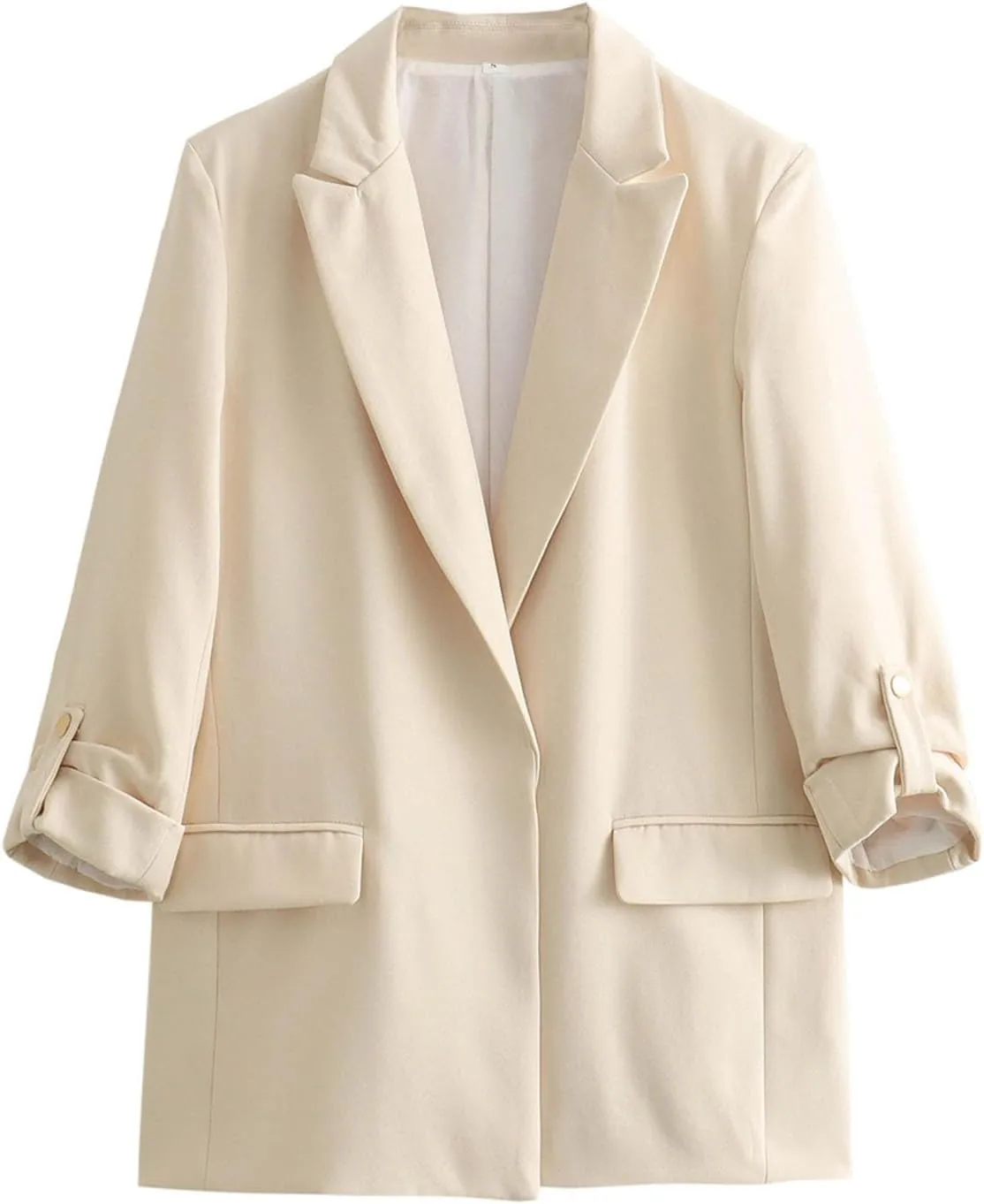 Blazers for Women Casual 2024 Fall Trendy Rolled Hem Work Office Suit Blazers Long Sleeve Solid Color Lapel Jackets