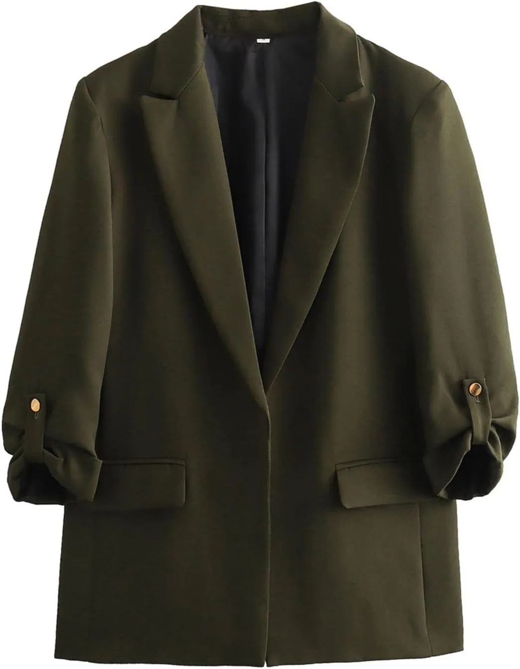 Blazers for Women Casual 2024 Fall Trendy Rolled Hem Work Office Suit Blazers Long Sleeve Solid Color Lapel Jackets