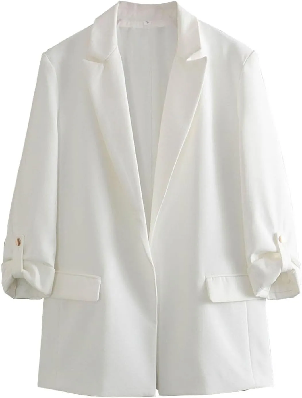 Blazers for Women Casual 2024 Fall Trendy Rolled Hem Work Office Suit Blazers Long Sleeve Solid Color Lapel Jackets