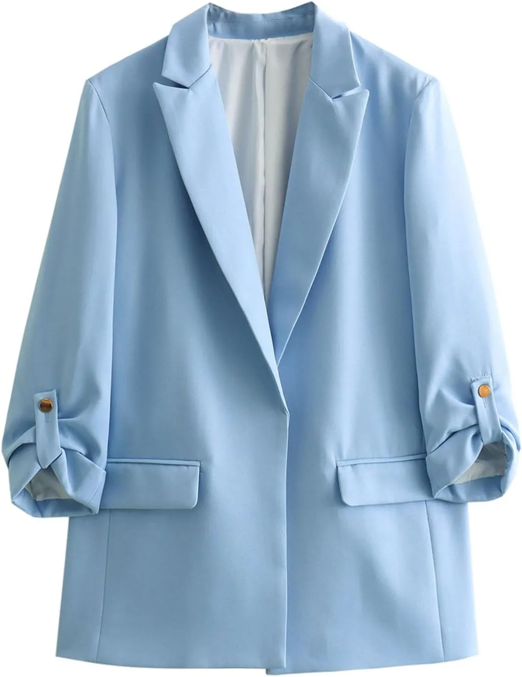 Blazers for Women Casual 2024 Fall Trendy Rolled Hem Work Office Suit Blazers Long Sleeve Solid Color Lapel Jackets