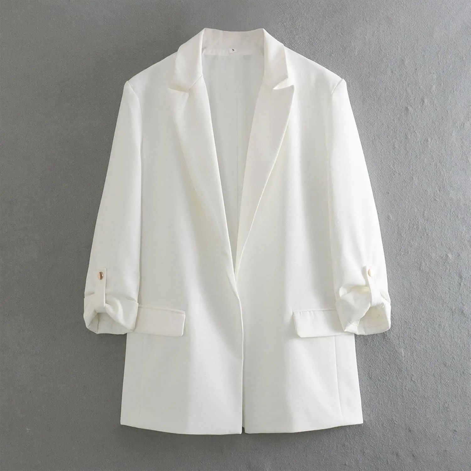 Blazers for Women Casual 2024 Fall Trendy Rolled Hem Work Office Suit Blazers Long Sleeve Solid Color Lapel Jackets
