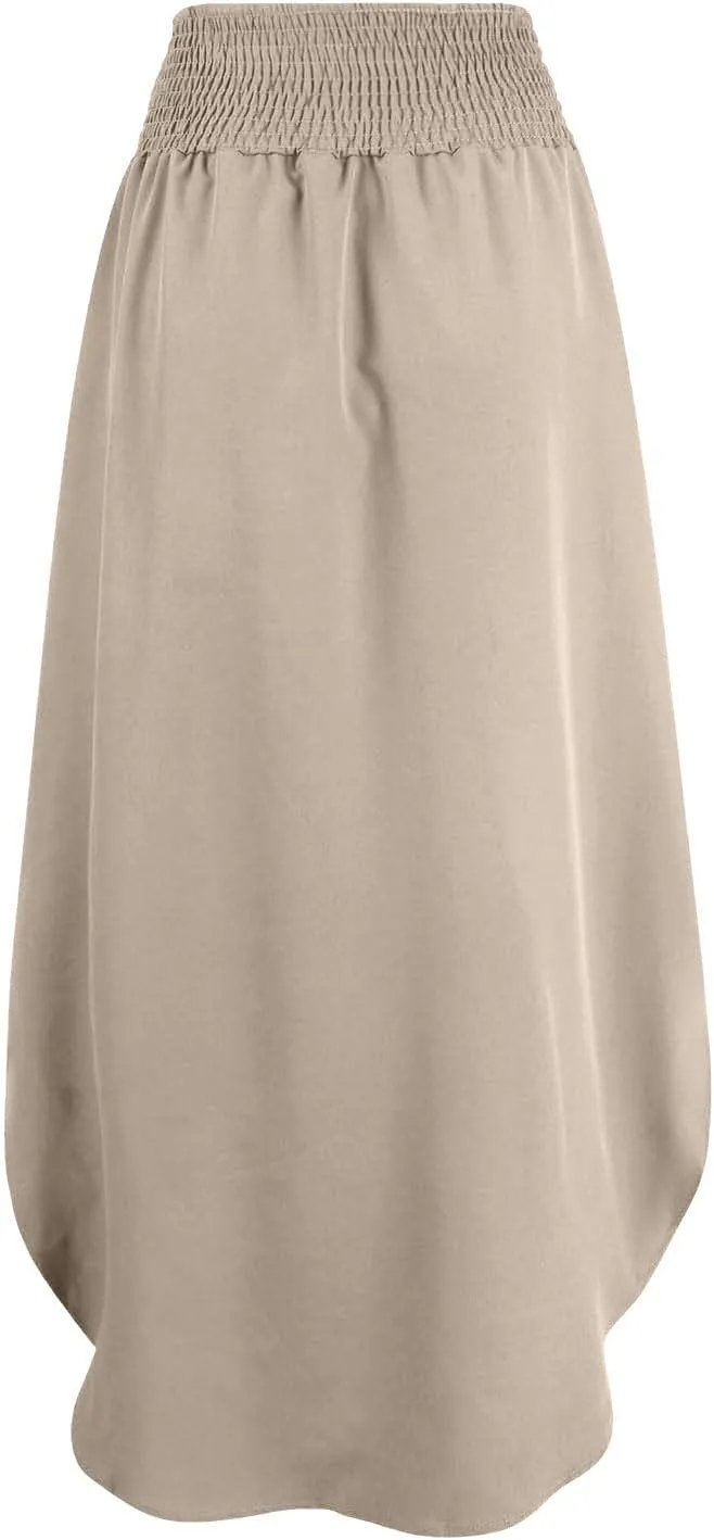 Boho Floral Maxi Skirt Elastic High Waist Tiered Pleated Flowy Long Women Summer Casual Beach Skirt