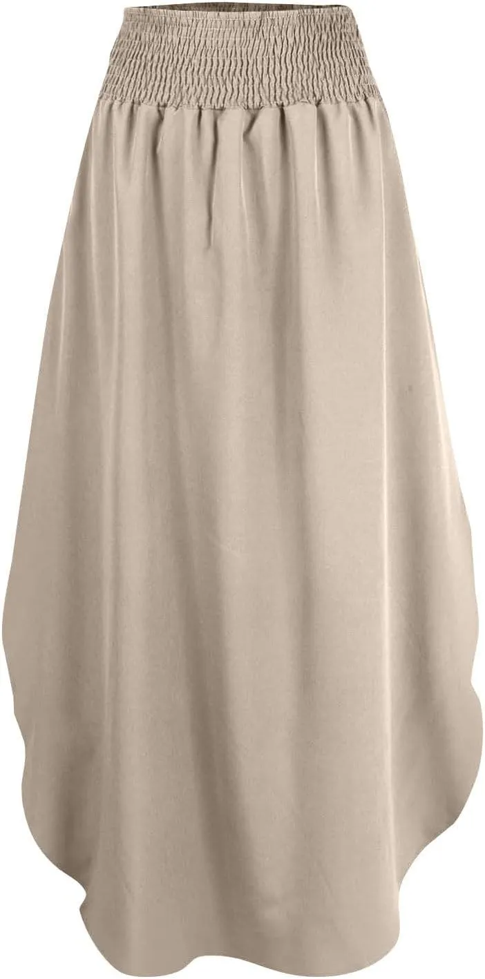 Boho Floral Maxi Skirt Elastic High Waist Tiered Pleated Flowy Long Women Summer Casual Beach Skirt