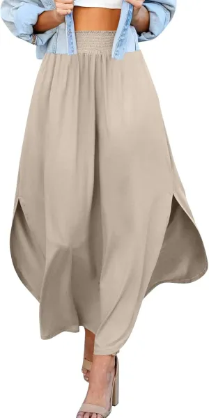 Boho Floral Maxi Skirt Elastic High Waist Tiered Pleated Flowy Long Women Summer Casual Beach Skirt