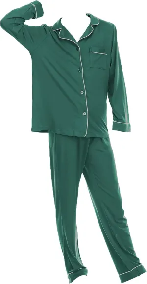 Boys Girls 𝐏a𝐣ama Set Solid Button Down Long Sleeve Sl𝐞epwear Cotton 𝐏ajamas for Kids 𝐏js Loung𝐞wear Tops Pants