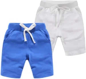 Boys Girls Summer 2 Pack Knit Sports Shorts,Toddler Baby Casual Pull-On Soft Shorts