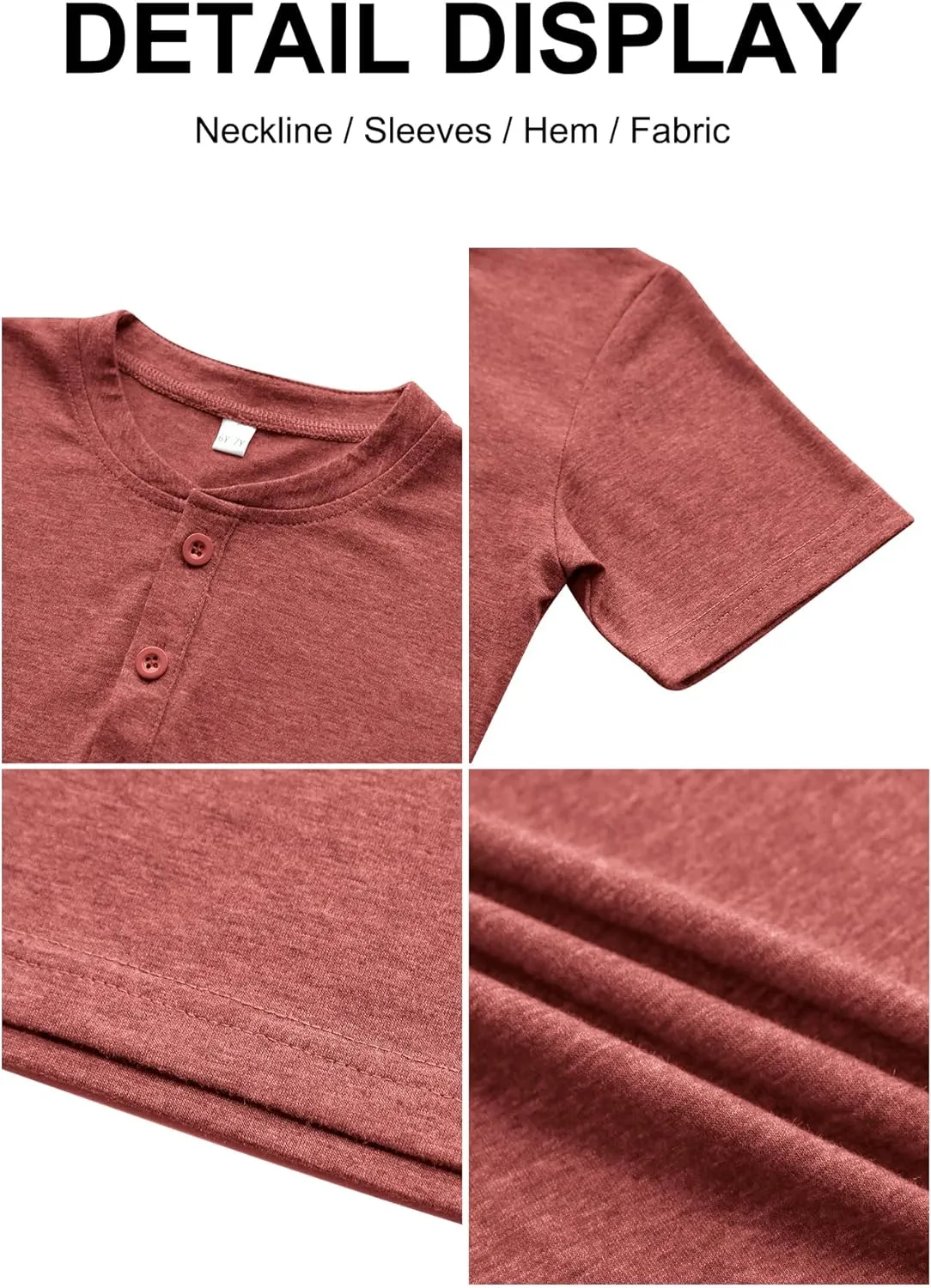 Boys Short Sleeve Henley Shirts Kids Cotton Crew Neck Basic Tees Soft T-Shirts
