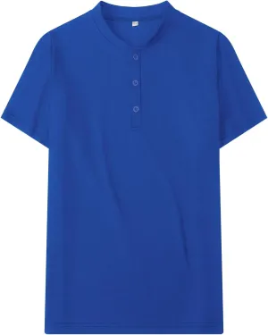 Boys Short Sleeve Henley Shirts Kids Cotton Crew Neck Basic Tees Soft T-Shirts