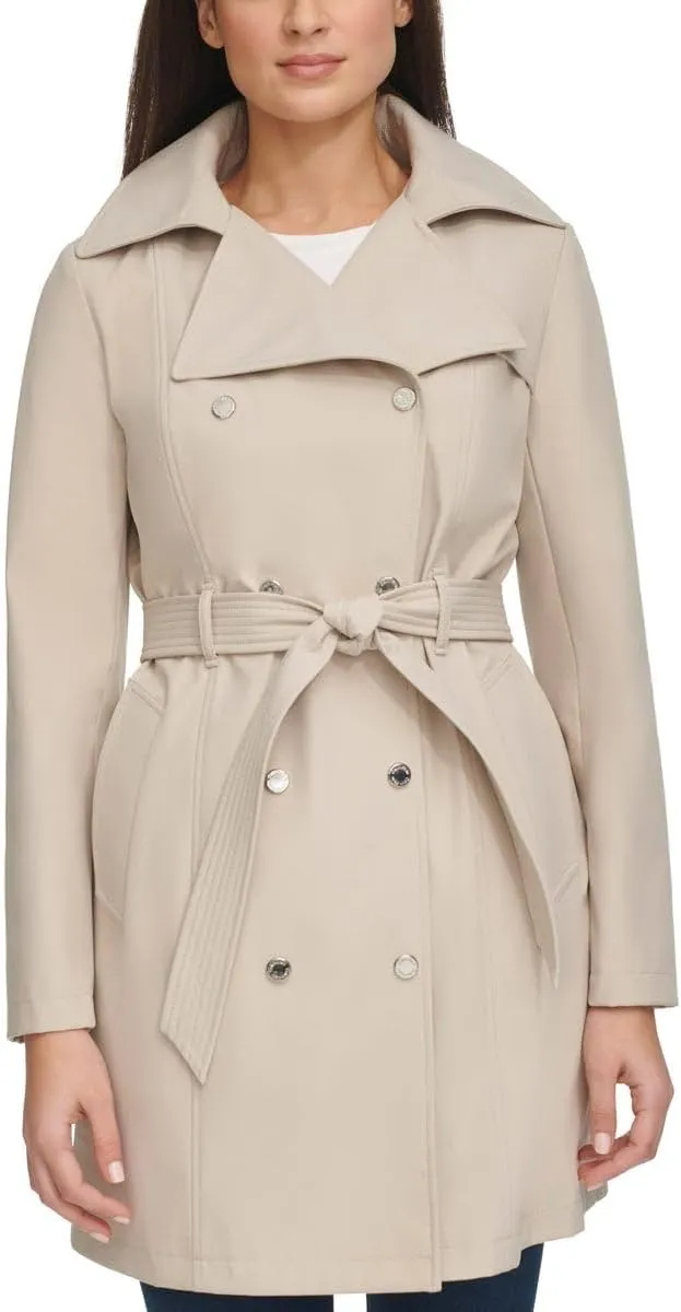 Calvin Klein Women's Trench Coat - Mid-Length Jacket with Detachable Hood - Belted Overcoat