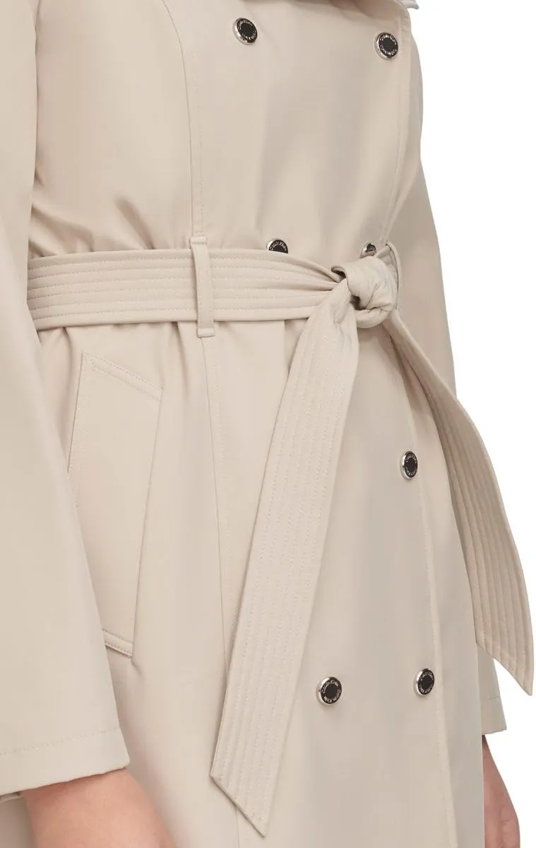 Calvin Klein Women's Trench Coat - Mid-Length Jacket with Detachable Hood - Belted Overcoat