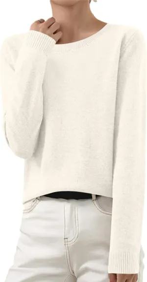 Cashmere Sweaters for Women 2024 Casual Solid Long Sleeve Tops Loose Soft Lightweight V-Neck Pullover Wool Knit Warm Sweater