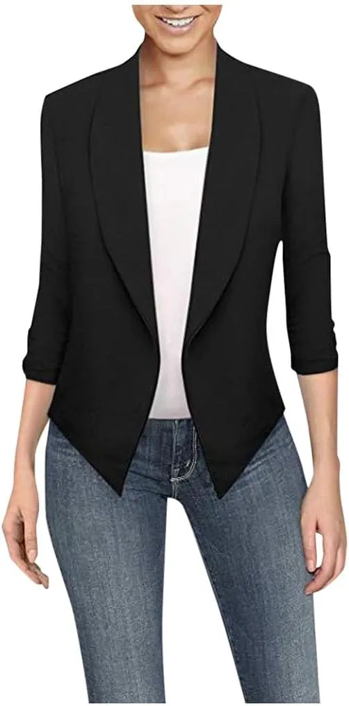 Casual Blazers for Women's Business Casual Lapel Collar Oversized Suit Blazers Long Sleeve Slim Fit Work Jacket Tops