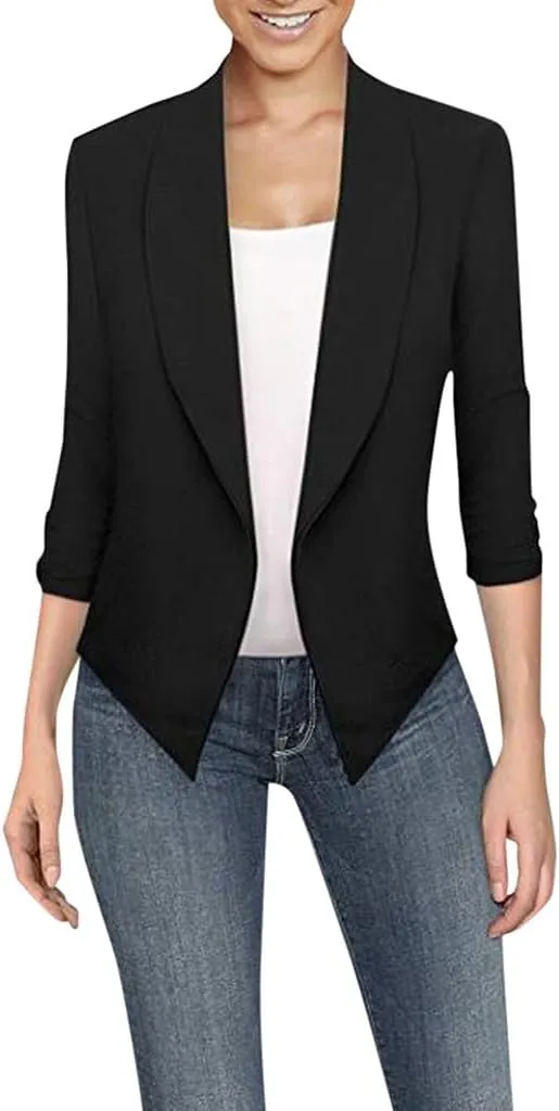 Casual Blazers for Women's Business Casual Lapel Collar Oversized Suit Blazers Long Sleeve Slim Fit Work Jacket Tops