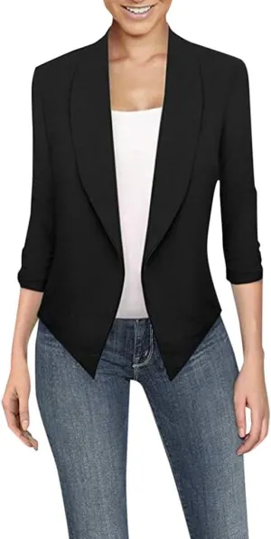 Casual Blazers for Women's Business Casual Lapel Collar Oversized Suit Blazers Long Sleeve Slim Fit Work Jacket Tops