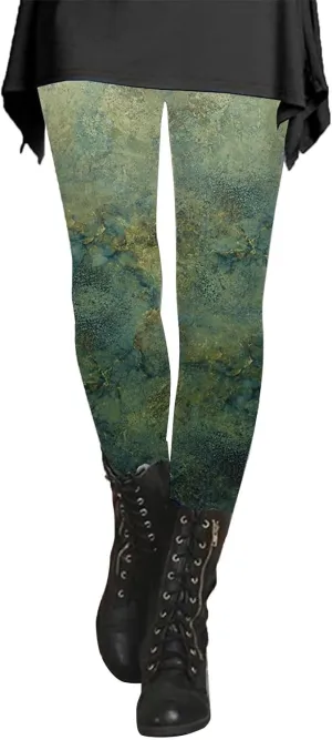 Christmas Costumes for Women Fashion Soft Daily Vacation Deep Green Gray Green All Seasons Fleece Lined Leggings