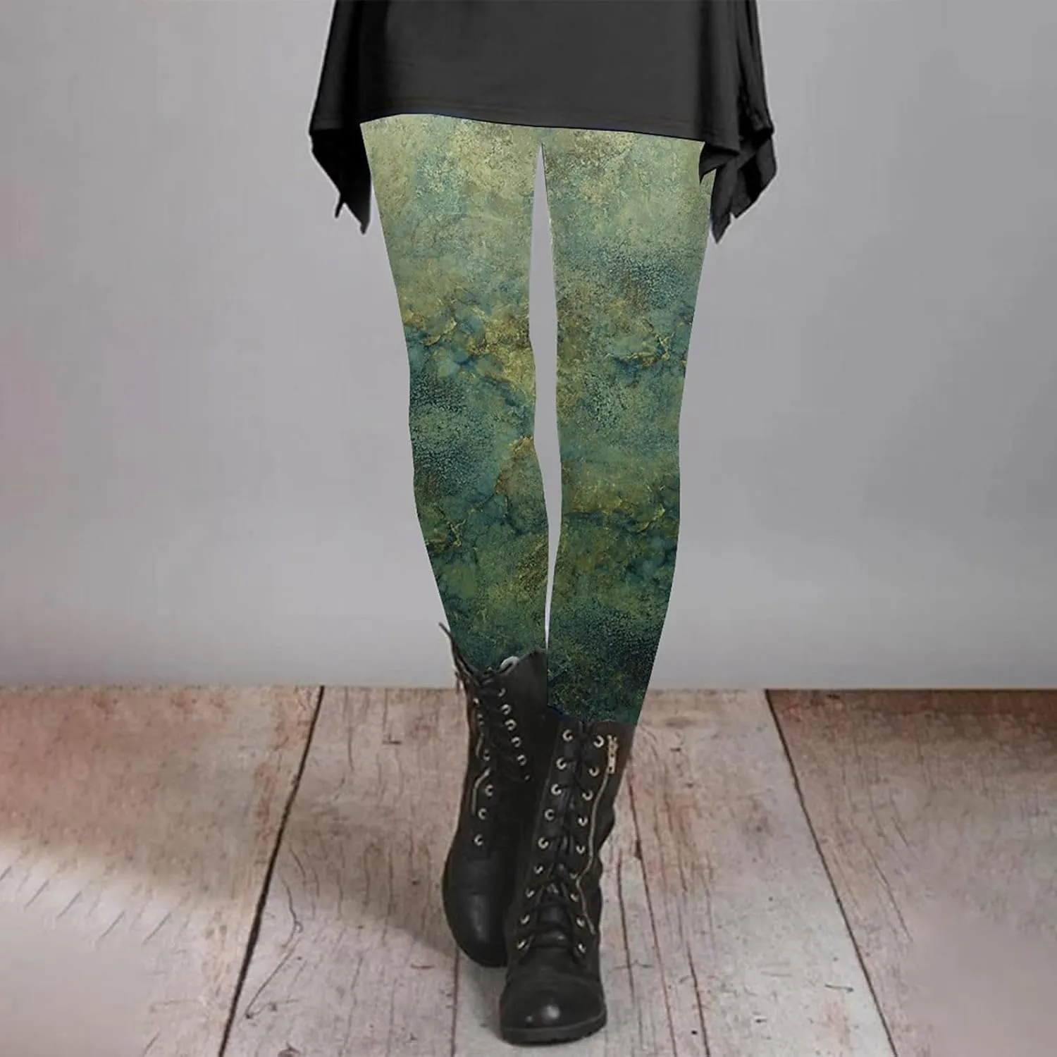 Christmas Costumes for Women Fashion Soft Daily Vacation Deep Green Gray Green All Seasons Fleece Lined Leggings
