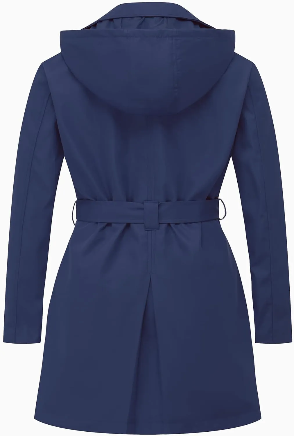 Chrisuno Women's Plus Size Double Breasted Trench Coats Mid-Length Belted Overcoat Dress Jacket with Detachable Hood