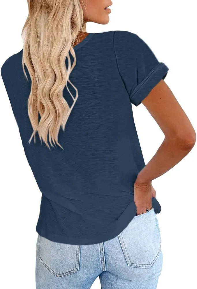 Cicy Bell Women's Short Sleeve Shirts Crewneck Loose Casual Summer Basic Tees Tops