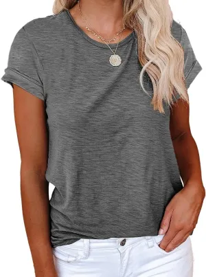 Cicy Bell Women's Short Sleeve Shirts Crewneck Loose Casual Summer Basic Tees Tops