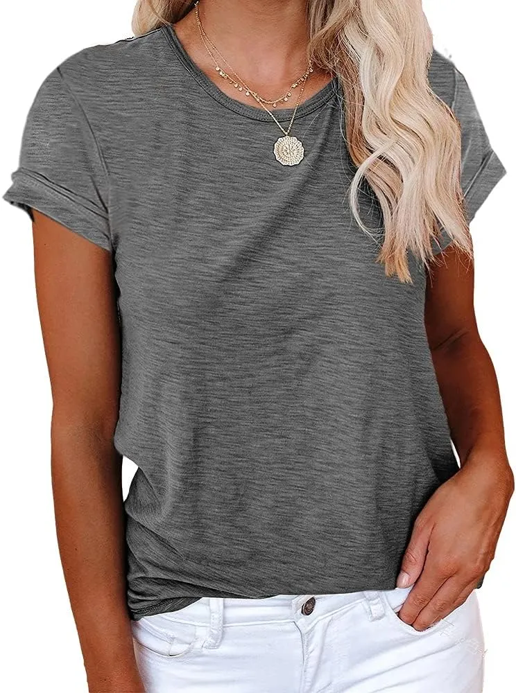 Cicy Bell Women's Short Sleeve Shirts Crewneck Loose Casual Summer Basic Tees Tops