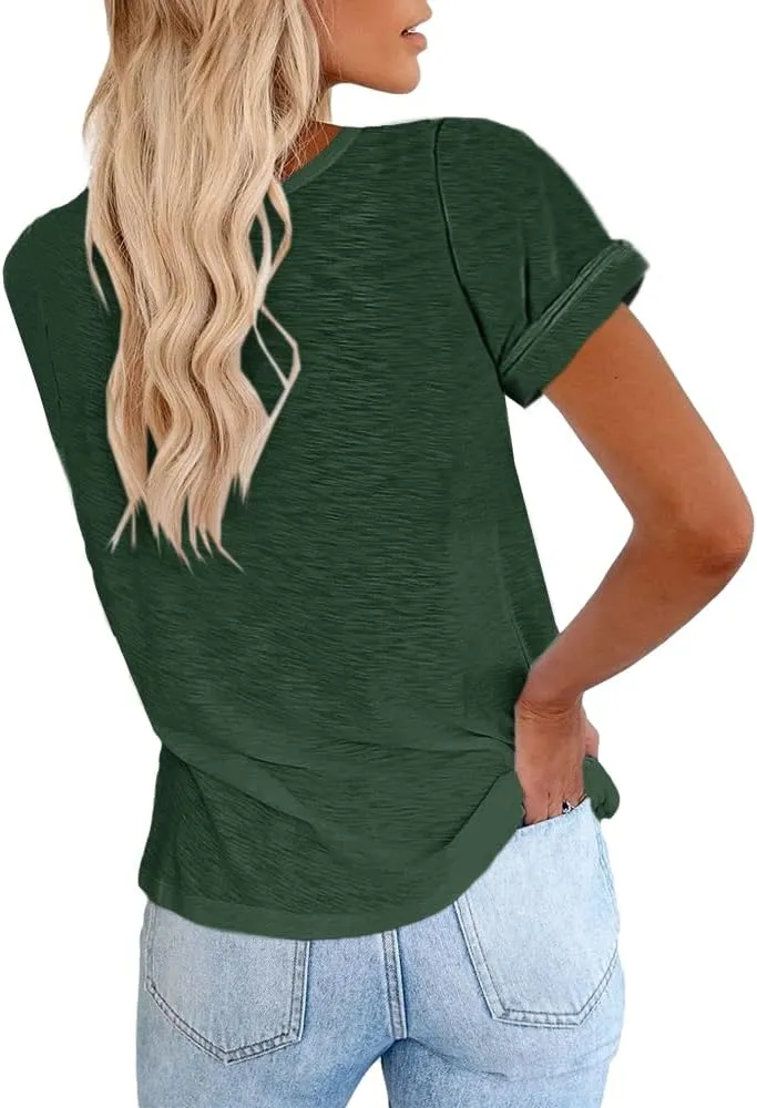 Cicy Bell Women's Short Sleeve Shirts Crewneck Loose Casual Summer Basic Tees Tops