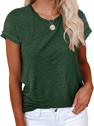 Cicy Bell Women's Short Sleeve Shirts Crewneck Loose Casual Summer Basic Tees Tops