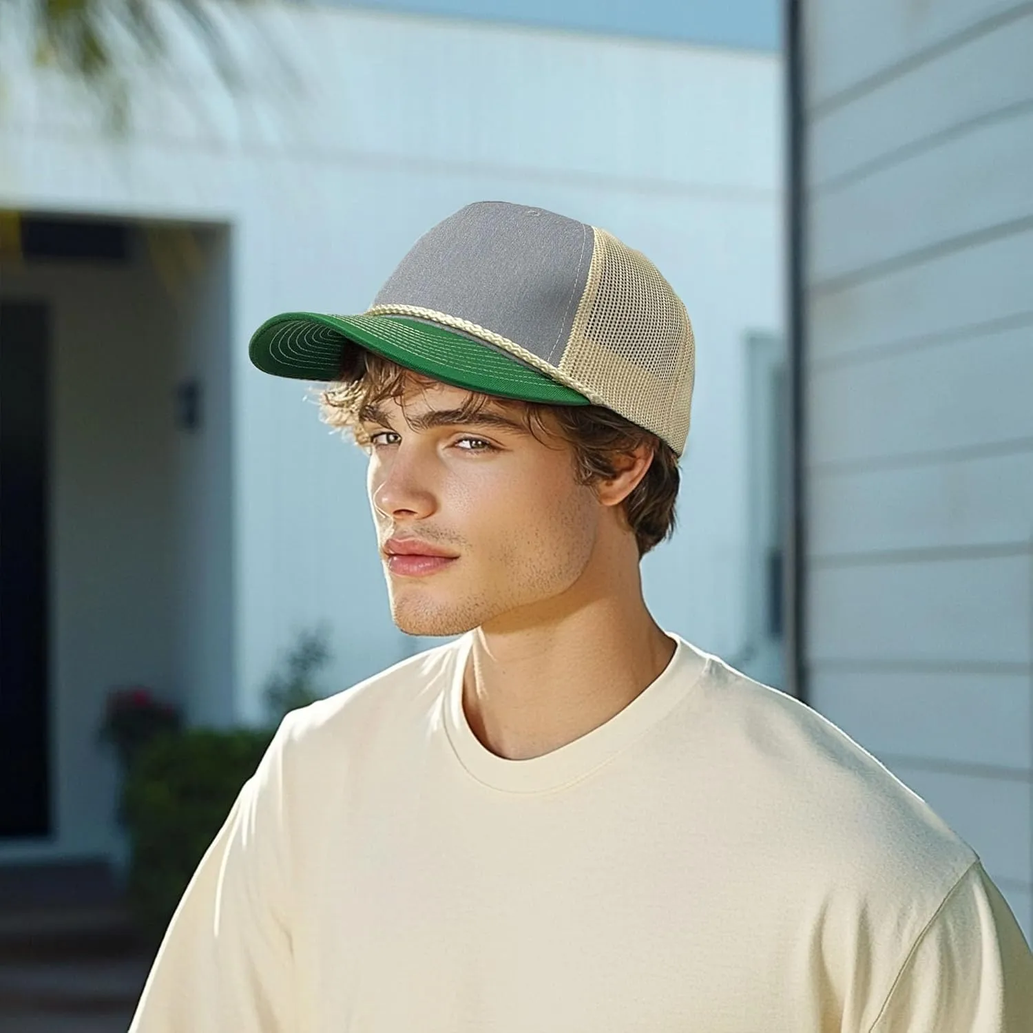 CLAPE Mesh Blank Trucker Hat Baseball Cap Snapback High Crown Baseball Cap Outdoor Cap Structured Golf Dad Cap