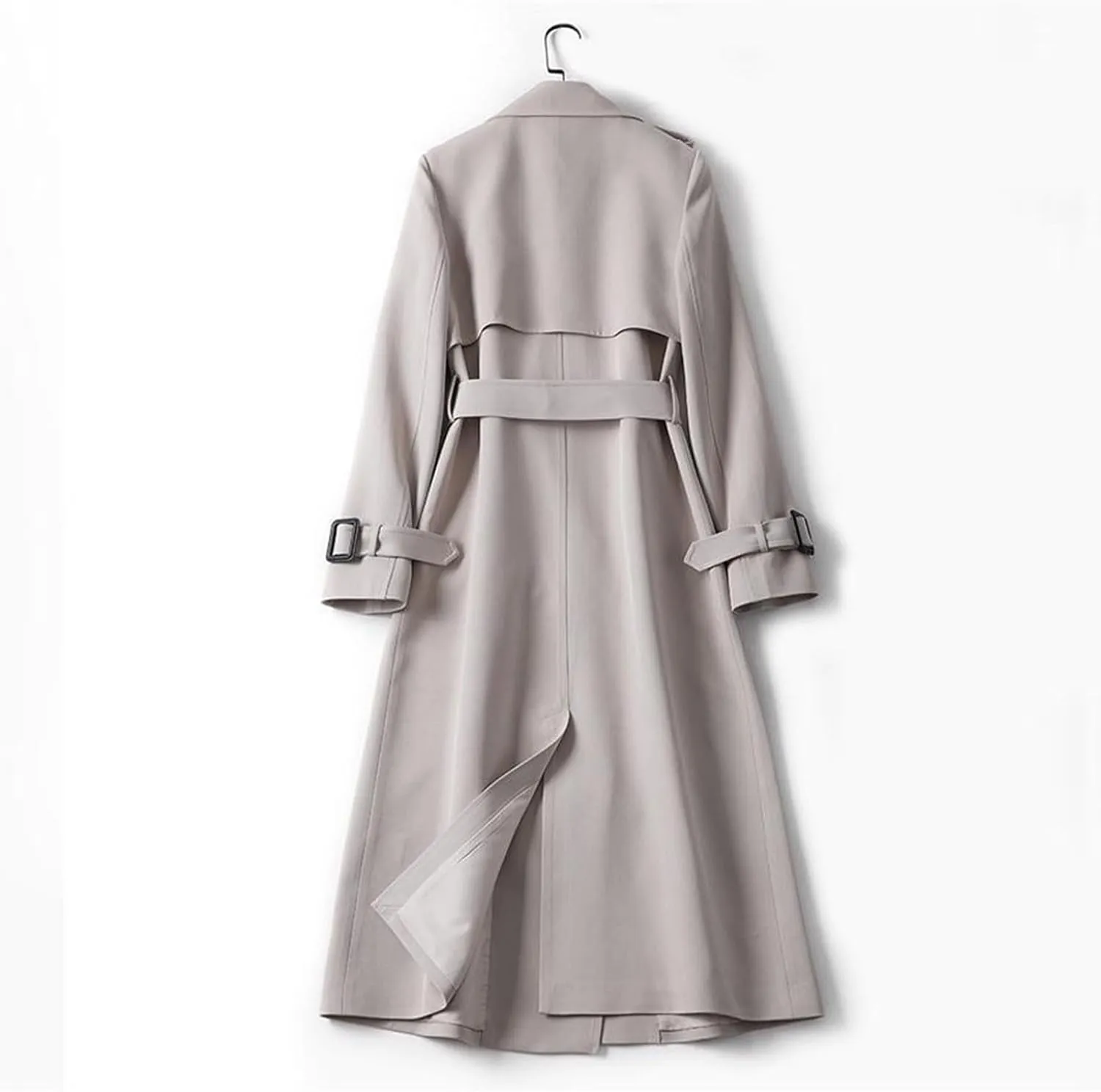 Classic Lapel Overcoat with Belt Midi Length Overcoat Overcoat Outerwear with Belt Pea Coats for Women Light Weight