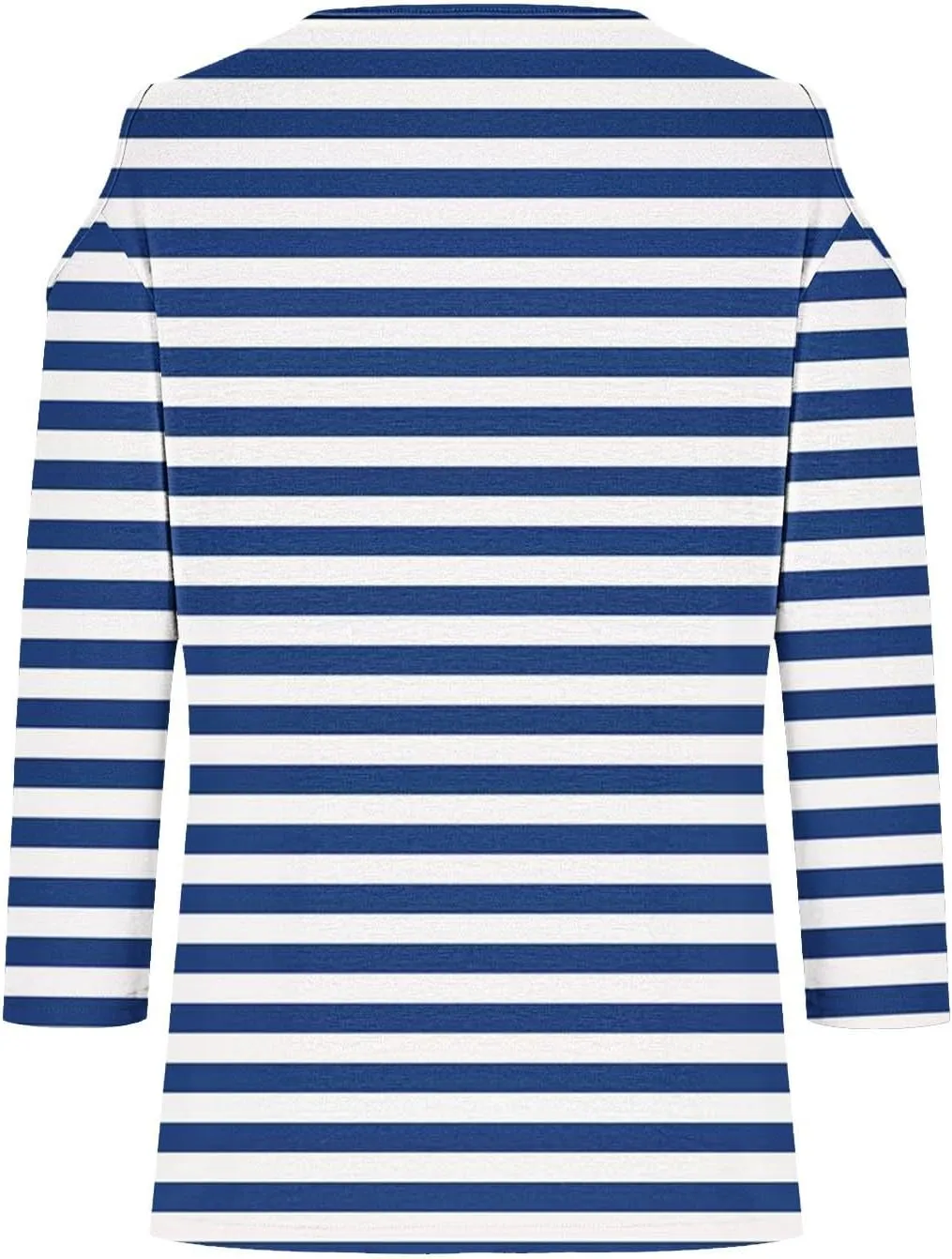 Cold Shoulder Tops for Women Summer Casual Off Shoulder Shirts Stripes Printed 3/4 Sleeve Tunics Loose Blouses