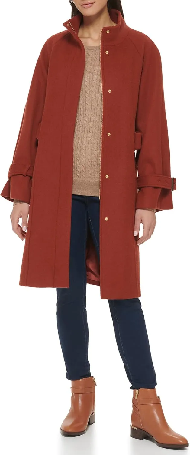 Cole Haan Women's Belted Raglan Melton Wool Coat