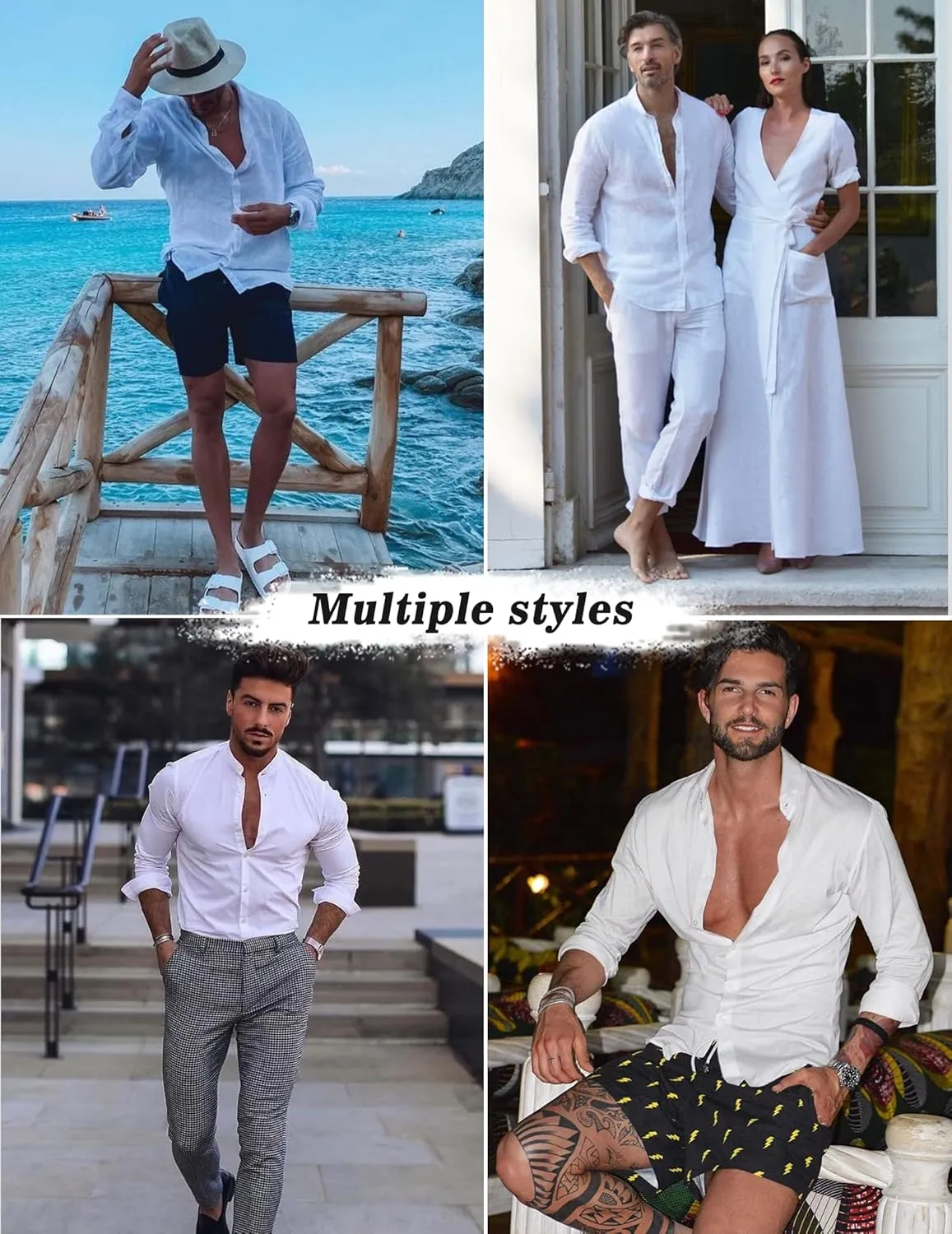 COOFANDY Linen Sets For Men 2 Piece Button Down Shirt Long Sleeve and Casual Beach Drawstring Waist Shorts Summer Outfits