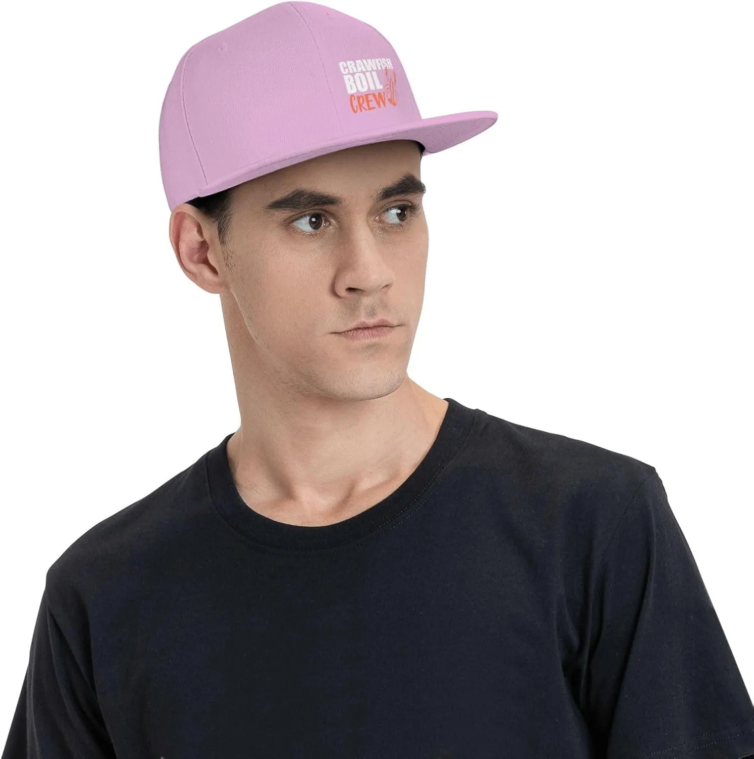 Crawfish Boil Crew Flat Brim Baseball Cap Polyester Snapback Hat for Outdoor Sports
