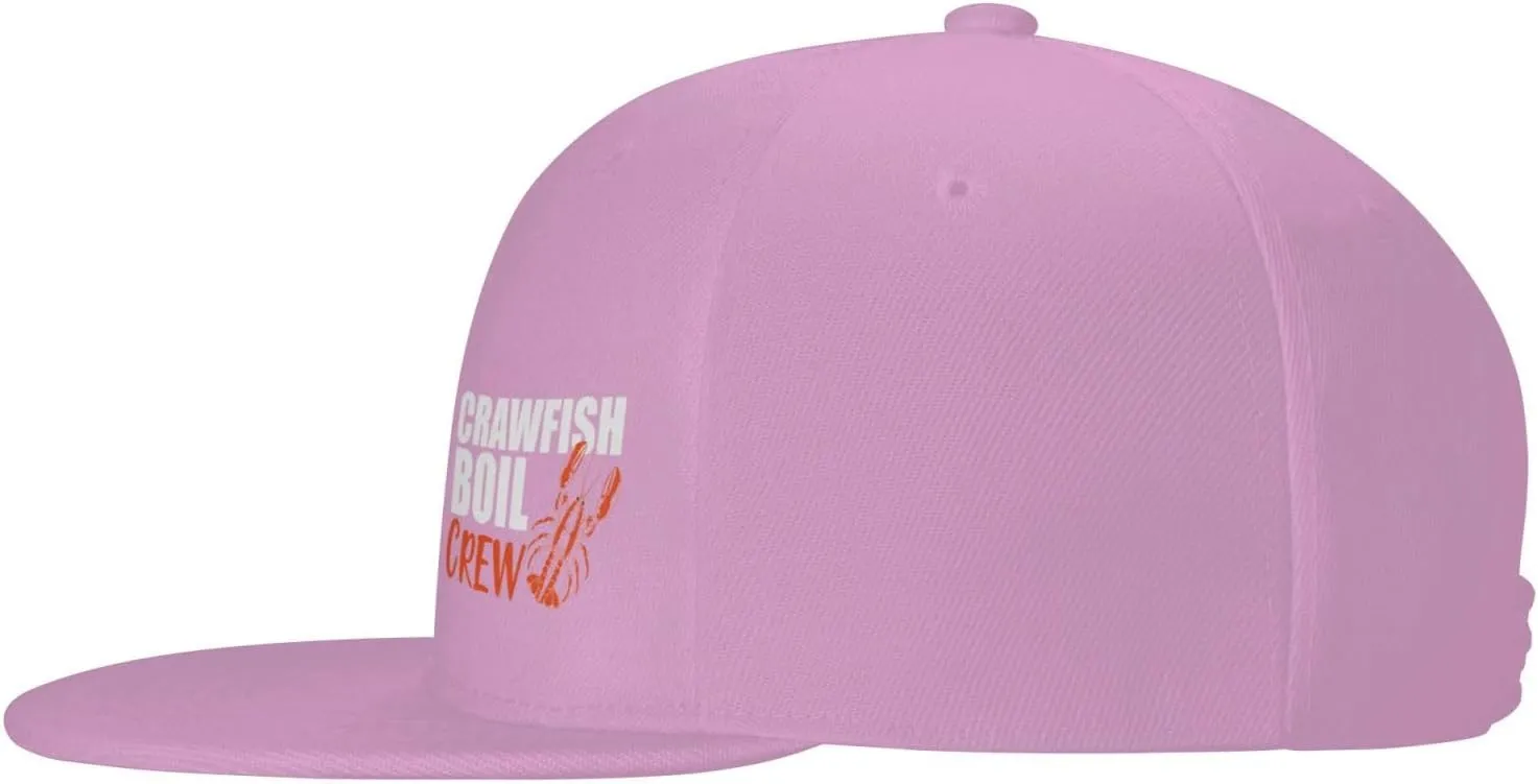 Crawfish Boil Crew Flat Brim Baseball Cap Polyester Snapback Hat for Outdoor Sports